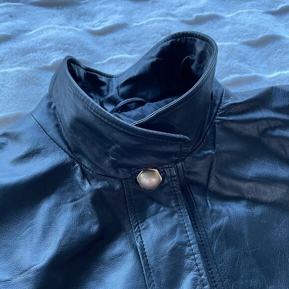 🔥Vintage 90s Pelle New York Milano Classic Seam Leather Jacket Oversized Baggy - Picture 12 of 16